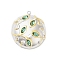 304 Stainless Steel Rhinestone Pendants, Leaf, 26.5x23x6.5mm, Hole: 1.5mm