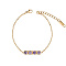 Rectangle Cubic Zirconia Link Bracelets, with Golden Stainless Steel Cable Chains, Lilac, no size