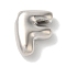 Brass Pendants, Long-Lasting Plated, Platinum, Letter F, 10x7.5x3.5mm, Hole: 1.4mm