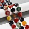 Natural Multi-Color Agate Beads Strands, with Seed Beads, Faceted Hexagonal Cut, Flat Round, Dyed & Heated, 12~12.5x5~6mm, Hole: 1.2~1.4mm, about 27~29pcs/strand, 15.55~15.75 inck(39.5~40cm)