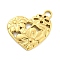 PVD Vacuum Plating 304 Stainless Steel Pendants, Heart with Flower Charms, Real 18K Gold Plated, 24x25.5x2.8mm, Hole: 3.2mm