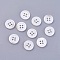 4-Hole Shell Buttons, Undyed, Flat Round, Floral White, 11.5x2mm, Hole: 1.5mm