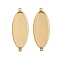 304 Stainless Steel Cabochon Connector Settings, Ion Plating(IP), Oval, Real 18K Gold Plated, Tray: 25x10.5mm, 31x11.5x2mm, Hole: 1.4mm