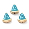 Rack Plating Brass Beads, with Enamel, Long-Lasting Plated, Lead Free & Cadmium Free & Nickel Free, Watermelon, Deep Sky Blue, 12x11.5x5mm, Hole: 1.8mm