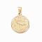 Real 18K Gold Plated 304 Stainless Steel Pendants, Flat Round with Twelve Constellation/Zodiac Sign, Aquarius, 29x25x3.2mm, Hole: 9x4.5mm