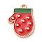 Christmas Zinc Alloy Enamel Pendants, Light Gold, Gloves, 21.8x16x2mm, Hole: 1.6mm
