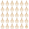 50Pcs Alloy Charms, with Jump Ring, Flat Round with Tree of Life Charm, Real 14K Gold Plated, 13x10.5x1mm, Hole: 3.4mm