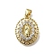 Brass Micro Pave Cubic Zirconia Pendants, Virgin Mary, Rack Plating, Long-Lasting Plated, Cadmium Free & Lead Free, Oval, 20.5x15.5x3.5mm, Hole: 4.5x3.5mm