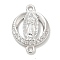 Rack Plating Brass Micro Pave Clear Cubic Zirconia Religion Virgin Mary Connector Charms, Long-Lasting Plated, Lead Free & Cadmium Free, Platinum, 17.5x12.5x2.2mm, Hole: 1.6mm