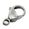 Non-Tarnish 316 Surgical Stainless Steel Lobster Claw Clasps, Stainless Steel Color, 15x9mm, Hole: 2mm