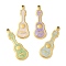 304 Stainless Steel Enamel Pendants, Golden, Guitar Charm, Mixed Color, 27x9.5x2mm, Hole: 1.2mm