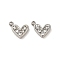 304 Stainless Steel Pendants, with Rhinestone, Heart Charms, Crystal, 9x10x2mm, Hole: 1.4mm