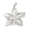 Rack Plating Brass Pendants, Lily Flower Charms, Long-Lasting Plated, Lead Free & Cadmium Free, Platinum, 37x35x4.5mm, Hole: 5x3mm