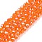 Electroplate Glass Beads Strands, AB Color Plated, Faceted, Rondelle, Orange Red, 4x3mm, Hole: 0.4mm, about 110~115pcs/strand, 39~40cm