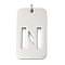 304 Stainless Steel Pendants, with Jump Ring, Rectangle with Hollow Letter Charm, Anti-Tarnish, Laser Cut, Letter N, 49.5x28x1.5mm, Hole: 6.5mm