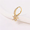 Brass Micro Pave Clear Cubic Zirconia Dangle Hoop Nose Rings, Golden, Flower, 10mm