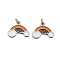 304 Stainless Steel Charms, with Enamel and Jump Ring, Rainbow Charm, Stainless Steel Color, 9.5x13x1mm, Hole: 2.5mm
