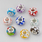 Resin European Beads, Large Hole Beads, with Platinum Tone Brass Double Cores, Rondelle, Mixed Color, 14x9mm, Hole: 5mm