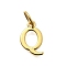 925 Sterling Silver Pendants, Real 18K Gold Plated, Letter, Letter Q, 11.5x7x1mm, Hole: 4mm
