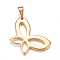 304 Stainless Steel Pendants, Butterfly, Golden, 35x23.5x1.5mm, Hole: 10x4.5mm