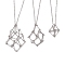 3 Pcs 201 Stainless Steel Crystal Stone Cage Pendant Necklaces, 304 Stainless Steel Cable Chains, Stainless Steel Color, 17.60~29.29 inch(447~744mm)