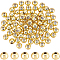 Brass Beads, with Rubber Inside, Slider Beads, Long-Lasting Plated, Round, Real 18K Gold Plated, 4x3mm, Hole: 1mm, 80pcs/box