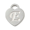Non-Tarnish 304 Stainless Steel Pendants, Laser Cut, Heart with Letter Charm, Stainless Steel Color, Letter E, 15x12x1mm, Hole: 3x3.5mm