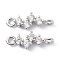 Eco-Friendly Brass Micro Pave Clear Cubic Zirconia Links Connectors, Long-Lasting Plated, Lightning, Real Platinum Plated, 13x5x2.7mm, Hole: 1.2mm & 1.4mm