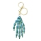 Halloween Plastic Skeleton Hand Pendant Keychain, with Alloy Clasp and Rings, Medium Turquoise, 146mm