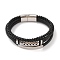 Braided Microfiber Leather Multi-strand Bracelets, 304 Stainless Steel & Black Glass Bracelets for Men, Arrow, 8-5/8x1 inch(22x2.5cm)