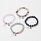 Natural & Synthetic Mixed Stone Stretch Bracelets, with Alloy Pendants & Bead Spacers, Tree of Life and Flower, Burlap Packing, 2 inch(5cm)