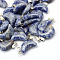 Moon Natural Blue Spot Jasper Pendants, with Platinum Tone Brass Findings, 21~24x12~14x5~6mm, Hole: 2x7mm