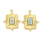 PVD Vacuum Plating 304 Stainless Steel Pendants, Natural Amazonite Rectangle Charms, Real 18K Gold Plated, 19x14x2.5mm, Hole: 1.2mm