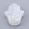 Resin Beads, Imitation Opal, Hologram Style, Dyed, Hamsa Hand//Hand of Miriam, Ghost White, 14x12x3mm, Hole: 1mm