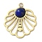 PVD Vacuum Plating 316 Stainless Steel Pendants, with Natural Lapis Lazuli, Flower, Real 18K Gold Plated, 16.5x15x3mm, Hole: 1.5mm