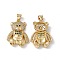 Brass Micro Pave Cubic Zirconia Pendants, Cadmium Free & Lead Free, Bear Charms, Real 18K Gold Plated, Green & Clear, 24.5x18x4.5mm, Hole: 4x3mm