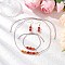 Round Natural Striped Agate/Banded Agate Beaded Necklace & Bracelet & Dangle Earring Sets, with Nylon Thread and 304 Stainless Steel Earring Hooks, 1.57x0.31 inch(40x8mm)