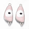 Alloy Links connectors, with Enamel, Triangle with Evil Eye, Platinum, Pink, 30.5x12x4mm, Hole: 1.8mm