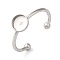 Non-Tarnish 304 Stainless Steel Flat Round Pad Ring Setting, Open Cuff Ring Components, Stainless Steel Color, Tray: 6mm, 1.5mm, Adjustable