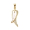 Brass Micro Pave Clear Cubic Zirconia Pendants, with Shell, Cadmium Free & Lead Free, Fishtail, Real 18K Gold Plated, 28.5x10x2.5mm, Hole: 4x3.5mm