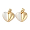Brass Pave Natural Shell Heart Charms, Real 18K Gold Plated, 11x12.5x3mm, Hole: 4x2.5mm