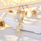 Brass Micro Pave Clear Cubic Zirconia Hoop Earrings, Golden, Letter K, 24x7mm