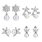 4 Pairs 4 Style Brass Micro Pave Cubic Zirconia Stud Earrings with Plastic Imitation Pearls, Flower, Platinum, 15~27.5x10~15.5mm, 1 Pair/style