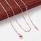 Brass Box Chain Necklaces for Women, With 304 Stainless Steel Lobster Clasp, Rack Plating, Lead Free & Cadmium Free, Long-Lasting Plated, Rose Gold, 17.52x0.04 inch(44.5x0.1cm)