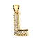 Rack Plating Brass Micro Pave Cubic Zirconia Pendants, Long-Lasting Plated, Lead Free & Cadmium Free,Real 18K Gold Plated, Letter Charms, Letter L, 14.5x8.5x2mm Hole: 5x3mm