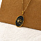 Vintage Real 18k Gold Plated Stainless Steel Black Enamel Pendant Necklaces for Women, Simple and Elegant, Eye of Horus