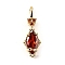Brass Micro Pave Cubic Zirconia Pendants, Cadmium Free & Nickel Free & Lead Free, Horse Eye Charms, Real 18K Gold Plated, FireBrick, 18.5x6.5x4.5mm, Hole: 4x2mm