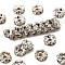 Brass Rhinestone Spacer Beads, Grade A, Wavy Edge, Platinum, Rondelle, Crystal, 6x3mm, Hole: 1mm