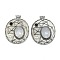 Natural Quartz Crystal Rock Crystal Oval Pendants, Rack Plating Antique Silver Plated Brass Pave Rhinestone Oval Charms, Cadmium Free & Lead Free, 45x35x8mm, Hole: 3.5mm