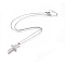 304 Stainless Steel Pendant Necklaces, with Brass Cubic Zirconia Pendants, Cross, Platinum & Stainless Steel Color, 17.32 inch~17.71 inch(44~45cm), Pendant: 24x13x3mm